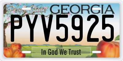 GA license plate PYV5925