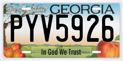 GA license plate PYV5926