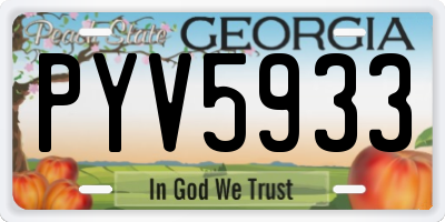 GA license plate PYV5933