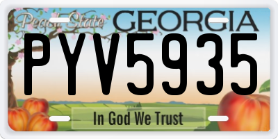 GA license plate PYV5935