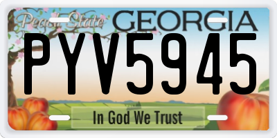 GA license plate PYV5945