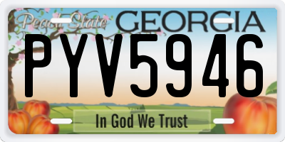 GA license plate PYV5946