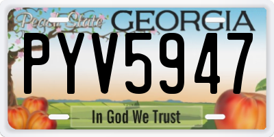 GA license plate PYV5947