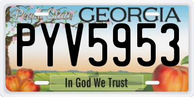 GA license plate PYV5953