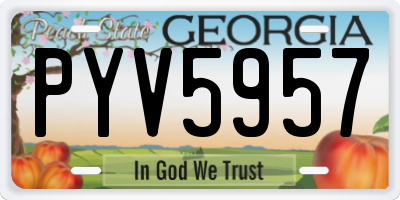 GA license plate PYV5957