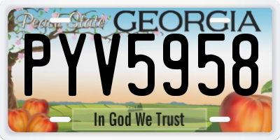 GA license plate PYV5958