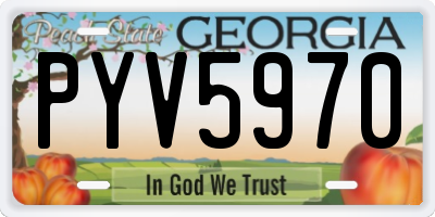 GA license plate PYV5970