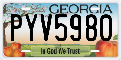 GA license plate PYV5980