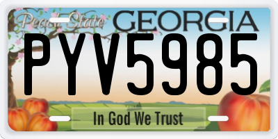 GA license plate PYV5985
