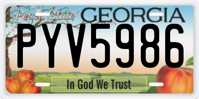GA license plate PYV5986