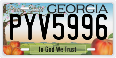 GA license plate PYV5996