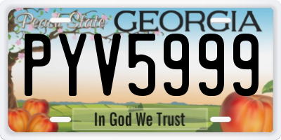 GA license plate PYV5999