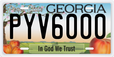 GA license plate PYV6000