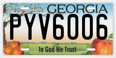 GA license plate PYV6006