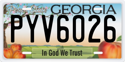 GA license plate PYV6026