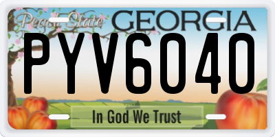 GA license plate PYV6040