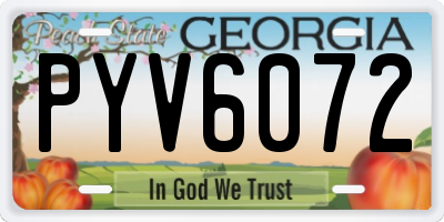 GA license plate PYV6072