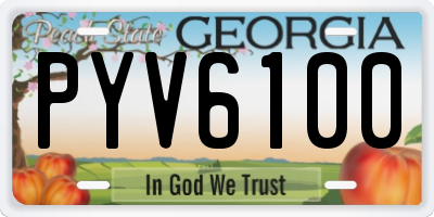 GA license plate PYV6100