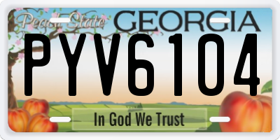 GA license plate PYV6104