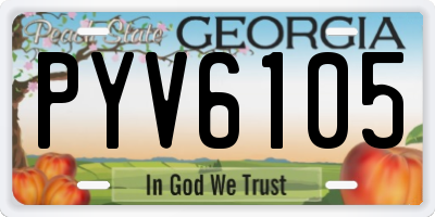GA license plate PYV6105