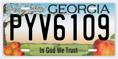 GA license plate PYV6109
