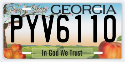 GA license plate PYV6110