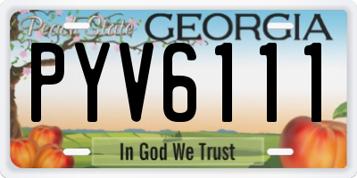 GA license plate PYV6111