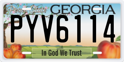 GA license plate PYV6114