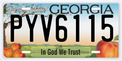 GA license plate PYV6115