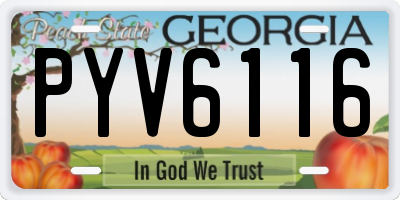 GA license plate PYV6116