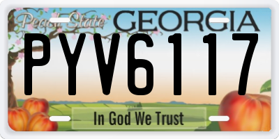 GA license plate PYV6117