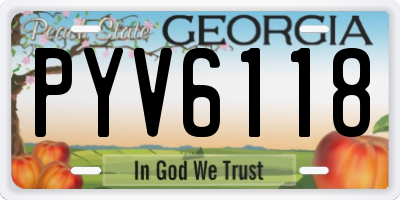 GA license plate PYV6118