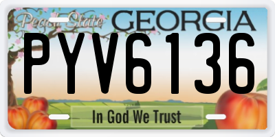 GA license plate PYV6136
