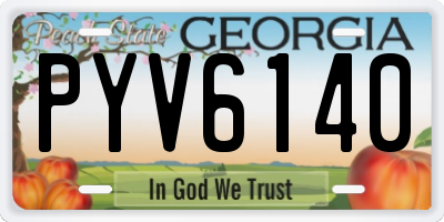 GA license plate PYV6140