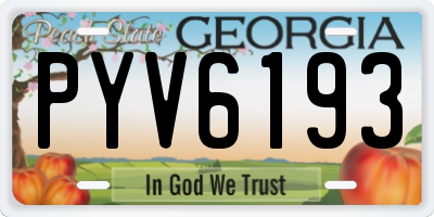 GA license plate PYV6193