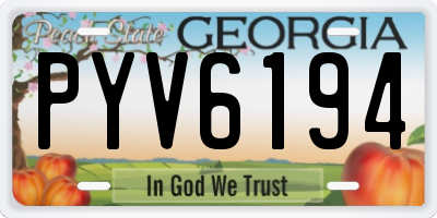 GA license plate PYV6194