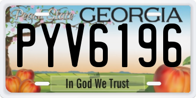 GA license plate PYV6196