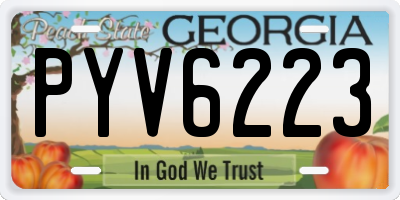 GA license plate PYV6223