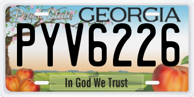 GA license plate PYV6226