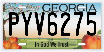 GA license plate PYV6275