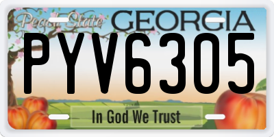 GA license plate PYV6305