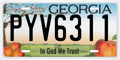 GA license plate PYV6311