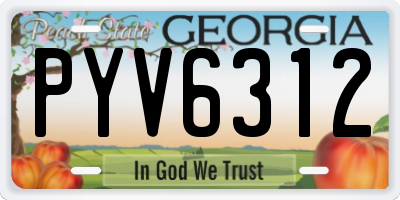 GA license plate PYV6312