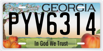 GA license plate PYV6314