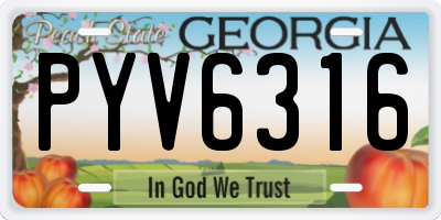 GA license plate PYV6316