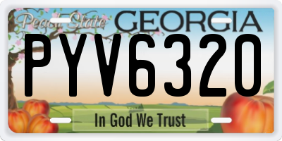 GA license plate PYV6320