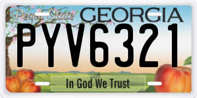 GA license plate PYV6321
