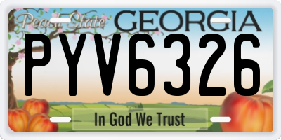 GA license plate PYV6326