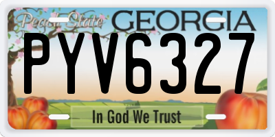 GA license plate PYV6327
