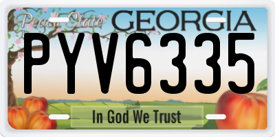 GA license plate PYV6335